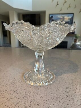 Imperial Glass Daisy & Button Clear compote